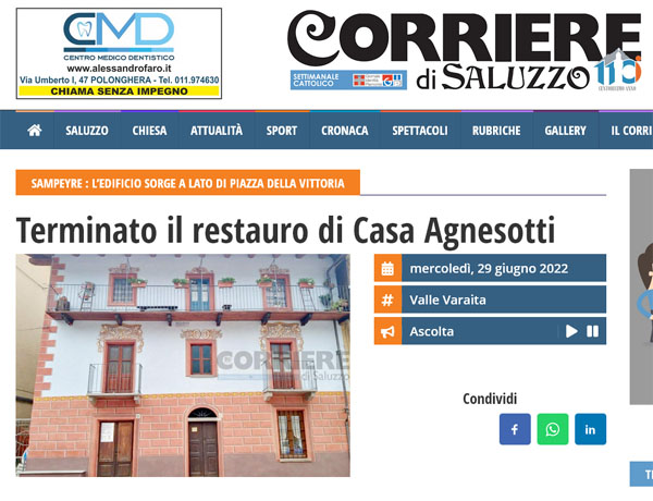 Corriere di Saluzzo - Restauro Casa Agnesotti, Sampeyre (Cuneo)